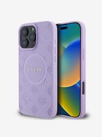 Guess Saffiano Peony Stamp MagSafe Zadní Kryt pro iPhone 16 Pro Max Purple Etui za telefon ljubičasta