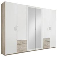 MID.YOU ŠATNÍ SKŘÍŇ SE ZRCADLEM, bílá, barvy dubu, 270/210/58 cm