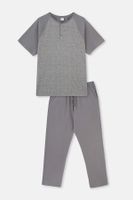 Dagi Gray Raglan Sleeve Jacquard Pajamas Set