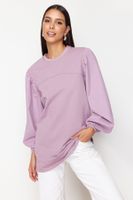 Trendyol Purple Sleeve Poplin Knitted Sweatshirt