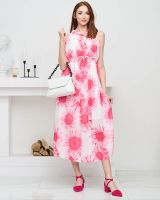 Resti Pink women's maxi dress with flowers - Clothing