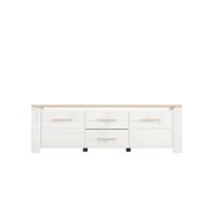Carryhome SKRINKA POD TV, biela, dub bianco, 154/49,5/40 cm