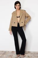 Trendyol Mink Premium Woven Trench Coat Crop Blazer Jacket