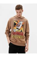 Koton Oversize Hoodie Skull Printed Label Detail