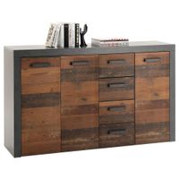 ŠIROKÁ KOMODA, antracitová, hnedá, 152/92/38 cm