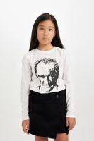 DEFACTO Girls Crew Neck Atatürk Printed Long Sleeve T-Shirt