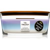 Woodwick Trilogy Calming Retreat mirisna svijeća s drvenim fitiljem (hearthwick) 453.6 g