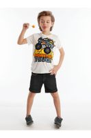 Denokids Monster Car Boy T-shirt Denim Shorts Set