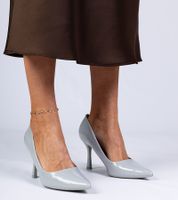 marka niezdefiniowana Gray patent heeled pumps Satium