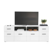 Hom`in SKRINKA POD TV, antracitová, biela, 180/63,7/41,6 cm