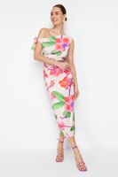 Trendyol Limited Edition Multicolor Floral Printed Knitted Maxi Stretch Pencil Dress