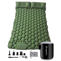 Nafukovací karimatka pro dva inSPORTline Faustea s minipumpou 192x125x8 cm zelená karimatka, černá pumpa