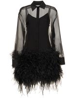 Silk Chiffon Mini Shirt Dress W/feathers