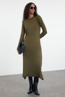 Trendyol Khaki Rib Detailed Knitwear Dress