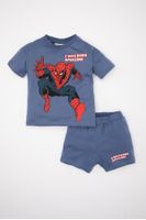 DEFACTO Baby Boy 2-Piece Set Marvel Comics Short Sleeve T-Shirt Top Elastic Waist Shorts Bottom