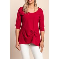 Plus Size 3/4-Ärmel-Top, Burgunderrot