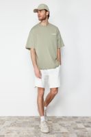 Trendyol Mint Oversize / Wide Cut Text Printed Short Sleeve 100% Cotton T-Shirt