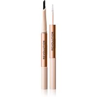 Makeup Revolution Fluffy Brow Filter Duo двустранен молив за вежди за фиксиране и оформяне цвят Dark Brown 0.12 гр.