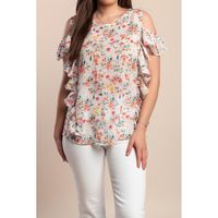 Plus Size Top S Volanima, Bijeli