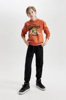 DEFACTO Boys 2-Piece Set Tiger Printed Hooded Thick Sweatshirt Elastic Waist Jogger Tracksuit Bottoms