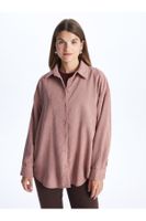 LC Waikiki Women's Plain Long Sleeve Velvet Shirt