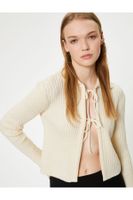 Koton Knitwear Cardigan Shirt with Collar Tie Detail