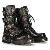 SCHWARZE NEW ROCK STIEFEL BLACK REACTOR - UNISEX - METALLIC KOLLEKTION 46