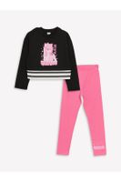 LC Waikiki Girls' Crew Neck Printed Long Sleeve T-Shirt & Tights