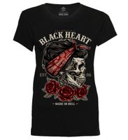Street T-Shirt Frauen - PIN UP SKULL - BLACK HEART - 6699 M
