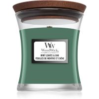 Woodwick Mint Leaves & Oak Duftkerze mit Holzdocht 85 g