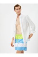 Koton Marine Shorts Color Block Laced Waist Pocket