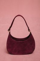 Estro: Bordowa torebka damska typu shoulder bag z włoskiego weluru naturalnego Premium