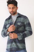 G697 DEWBERRY MEN'S SHIRT-GREEN-NAVY BLUE