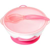 BabyOno Be Active Suction Bowl with Spoon набір посуду для дітей Pink 6 m+ 2 кс