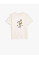 Koton T-Shirt Short Sleeve Crew Neck Summer Themed Print Detailed Cotton