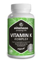 Vitamin K Komplex hochdosiert & vegan, K1 1.000 mcg + K2 Menaquinon (1.000 mcg MK4 + 200 mcg MK7), 120 Kapseln, Made in DE | Vitamaze by Sensilab