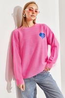 Bianco Lucci Women's Heart Embroidered Knitwear Sweater