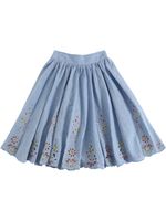Embroidered Cotton Chambray Skirt