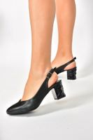 Fox Shoes Women's Black Thick Heeled Shoes