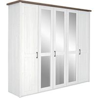 Carryhome SKRIŇA S OTOČNÝMI DVERAMI, biela, farba hľuzovkového duba, 241/212/62 cm