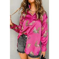 Langes Shirt Mit Geparden-Print, Rosa