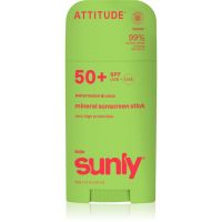 Attitude Sunly Kids Watermelon & Coco mineralisierende schützende Creme für das Gesicht und Körper in der Form eines Stiftes SPF 50+ 60 g