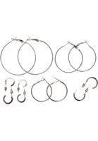 Basic hoop earrings 6-pack - silver color