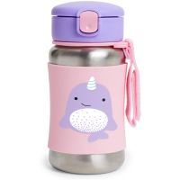 Skip Hop Zoo Straw Bottle пляшка для води з неіржавної сталі з трубочкою Narval 12 m+ 350 мл