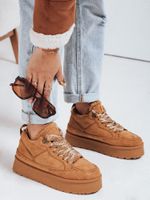 Női szőrös platform tornacipő camel Dstreet