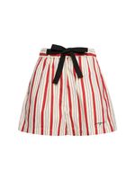 Striped Cotton Blend Shorts W/bow