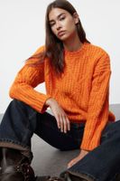 Trendyol Orange Wide Fit Soft Textured Knitwear Sweater