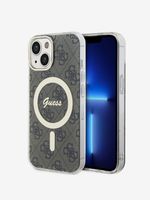 Guess IML 4G MagSafe Zadní Kryt pro iPhone 15 Brown Etui za telefon ljubičasta