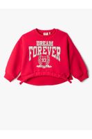 Koton Oversize Sweatshirt Raised Waist Gathered Long Sleeve Crew Neck