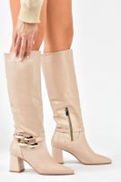 Fox Shoes Nude Women's Thick Heeled Boots